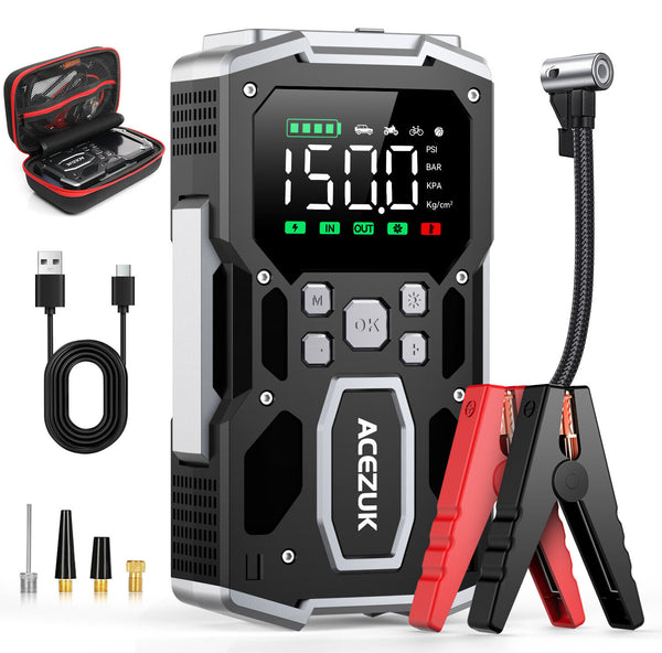 Portable Car Battery Jump Starter & Air Compressor - Three Types To Choose From